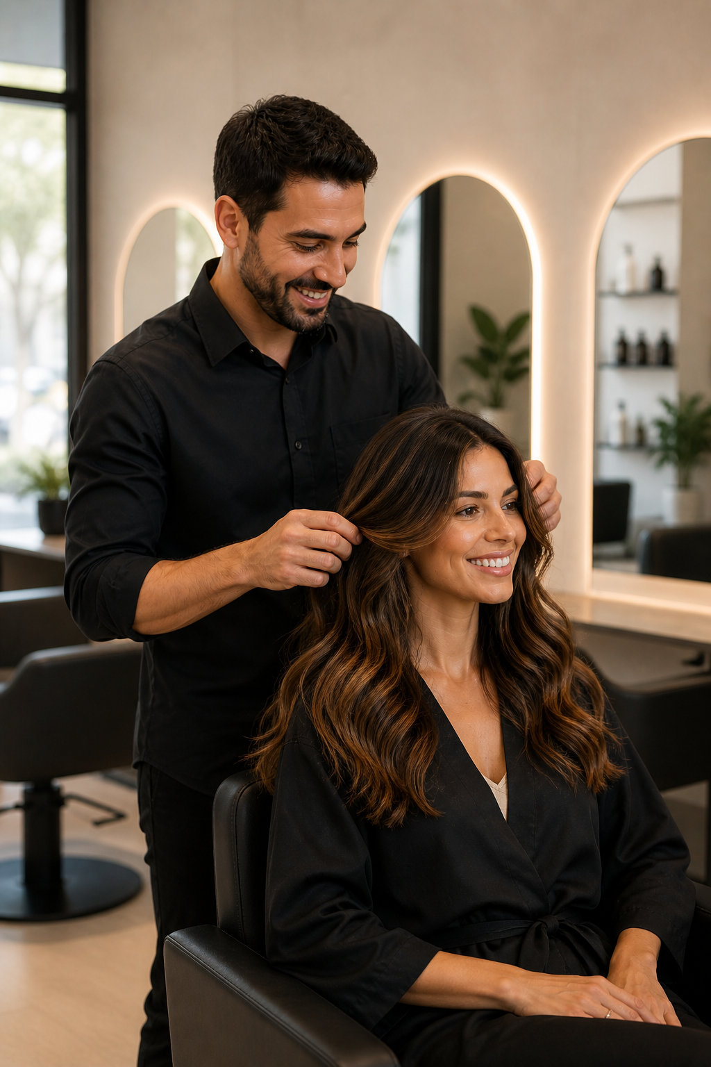 Professional salon partner working with a client